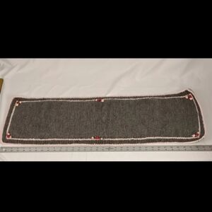 Handmade Crocheted Table Runner – Gray with Pink Floral Accents